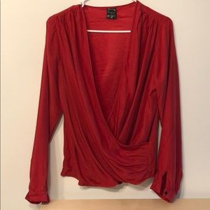 Red silk blouse